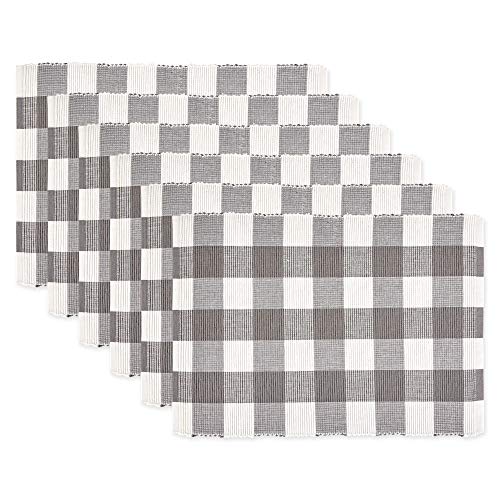 DII Buffalo Check Collection Classic Tischset-Set, 33 x 48 cm, Grau & Weiß, 6 Stück von DII