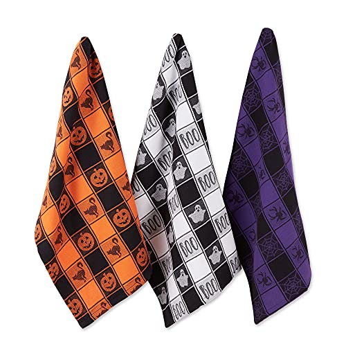 DII Halloween Collection Verziertes Geschirrtuch-Set, Baumwolle, Gewebtes Karo, 18x28, 3 DII Halloween Collection Verziertes Geschirrtuch-Set, Baumwolle, Gewebtes Karo, 18x28, 3 von DII