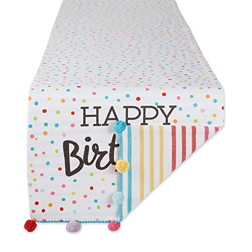 DII Happy Birthday Collection Küche, Baumwolle, Herzlichen Glückwunsch zum Geburtstag, Reversible Table Runner, 14x108 von DII