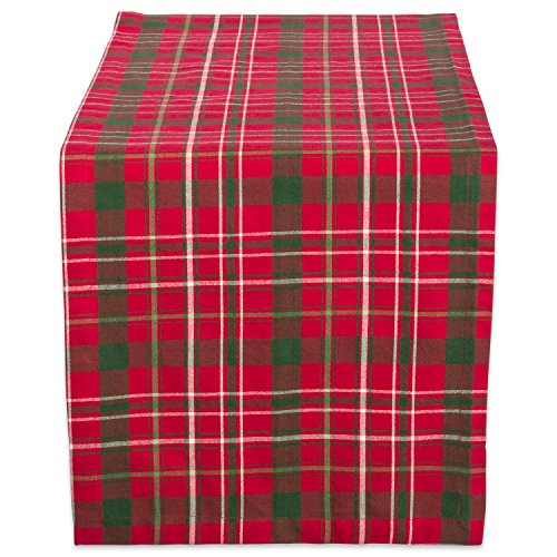 DII Holiday Esstisch Linen Collection Tartan Stechpalmen-Plaid, Baumwolle, rot/grün, Christmas Table Runner, 14x72 von DII