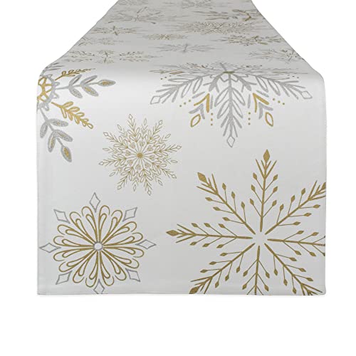 DII Holiday Tabletop Collection Metallic, Baumwolle, Glitzernde Schneeflocken, Reversible Table Runner, 14x108 DII Holiday Tabletop Collection Metallic, Baumwolle, Glitzernde Schneeflocken, Reversible Table Runner, 14x108 von DII