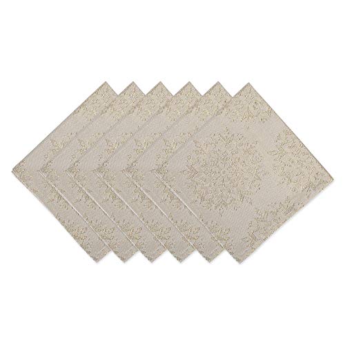 DII Tischwäsche für den Urlaub Glitzernde metallische Küchendekoration, Baumwolle, Jacquard Schneeflocken, 20" x 20" (Set of 6), 6 von DII