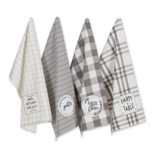 DII Home Sweet Farmhouse Kitchen Collection, Baumwolle, grau, Dishtowel Set, 18x28, 4 von DII