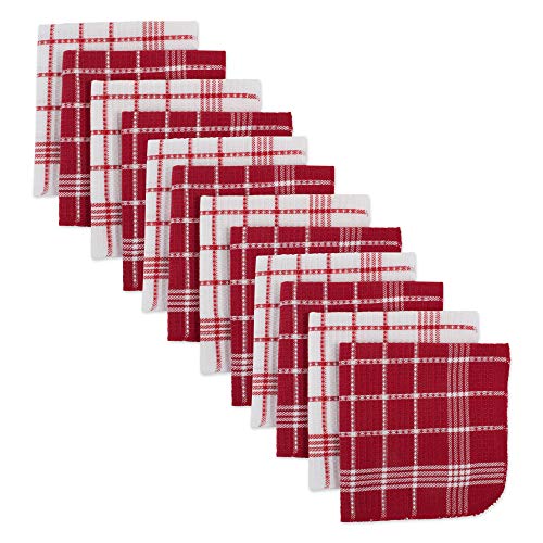 DII J & M Home Fashions Waffelmuster Geschirrtuch Set 12 Stück rot von DII