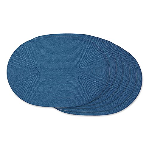 DII Klassisches gewebtes Tischset für drinnen und draußen, oval, 30,5 x 45,7 cm, nautisches Blau, 6 Stück von DII