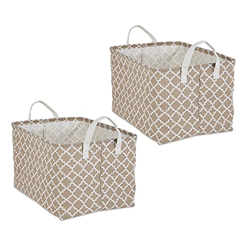 DII Laundry Storage Collection PE-beschichteter faltbarer Abfalleimer aus Baumwolle/Polyester mit Griffen, extra großes Set, 12-teilig, 5 x 17,5 x 10,5 cm, Steingitter, 2 Stück von DII