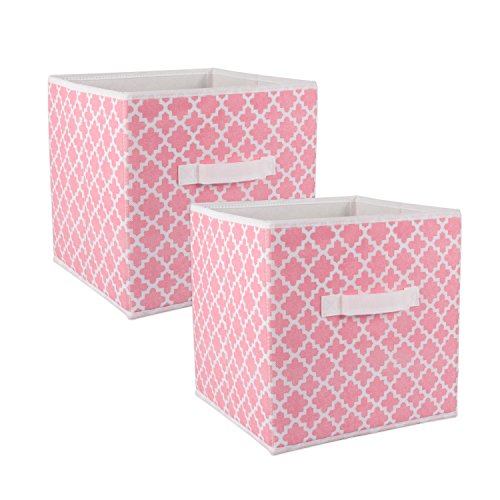 DII Non Woven Polyester Storage Bin Gitter, Lattice Pink Sorbet, Small Set of 2, 2 von DII