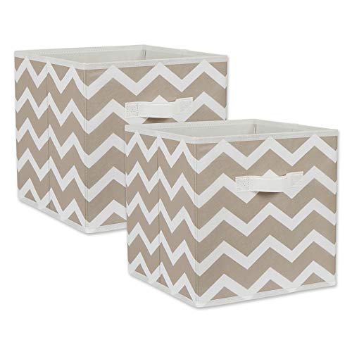 DII Non Woven Storage Collection Chevron Faltbarer Mülleimer, Polyester, Stone, Small Set, 11x11x11 von DII