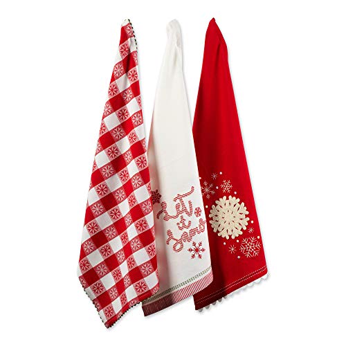 DII North Pole Holiday Chef Collection Geschirrtuch-Set, Let it Snow 3-teilig von DII