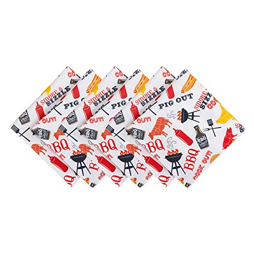 DII Outdoor Tabletop Collection Schmutzabweisend und wasserdicht, Polyester, Barbeque, 20" x 20" (Set of 6), 6 von DII