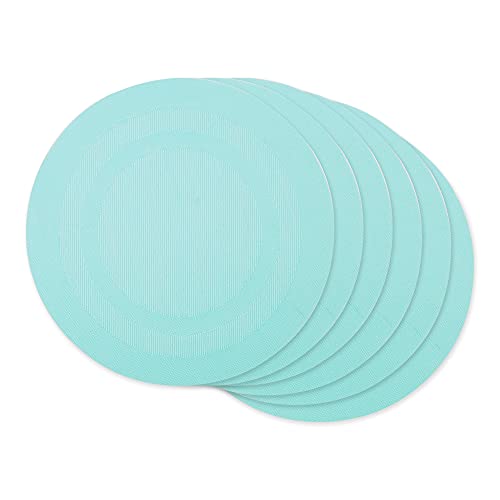 DII PVC Tabletop Collection Für den Innen-und Außenbereich gewebt, Aqua, Round Placemat Set, 13.75" von DII
