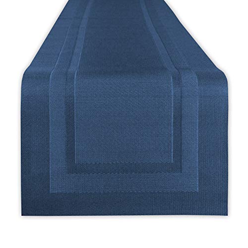 DII PVC-Tischdecken-Kollektion Gewebt für drinnen und draußen, Polyvinylchlorid, Nautical Blue, Table Runner, 14x72 von DII