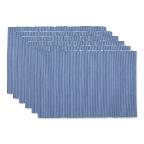 DII Platzdeckchen-Set, 100% Baumwolle, gerippt, Blau Jay, 33 x 48 cm, 6-teilig, Stonewash Blue, 13x19 von DII