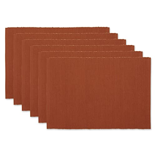 DII Platzdeckchen-Set, 100% Baumwolle, gerippt, Zimt, 33 x 48 cm, 6-teilig von DII