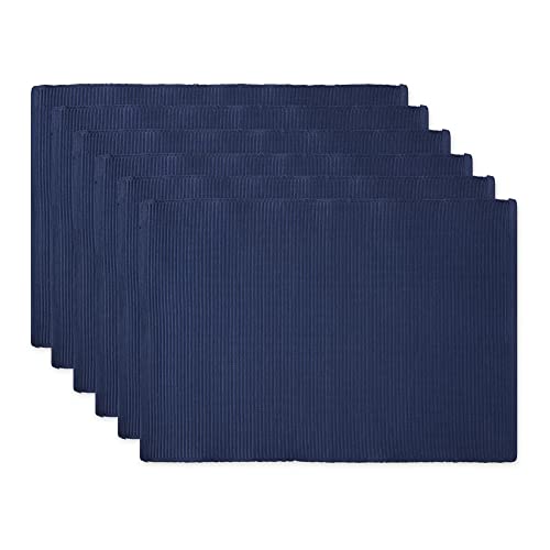 DII Basic Everyday Tischset aus 100% Baumwolle, gerippt, 33 x 48 cm, maritimblau, 6 Stück von DII
