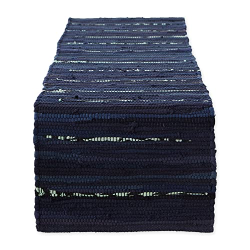 DII Everyday Chindi Stoff-Tischläufer, maschinenwaschbar, 35,6 x 183,9 cm, nautisches Blau von DII