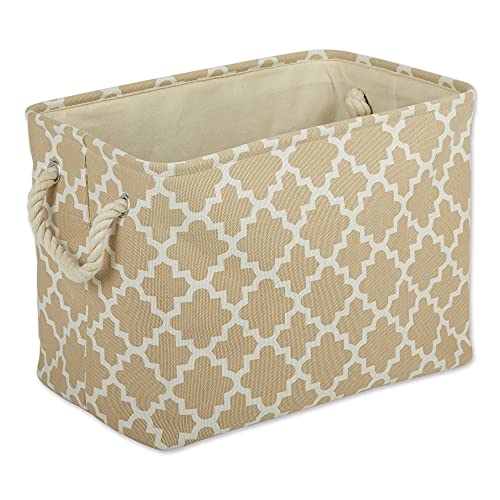 DII Polyester Container with Handles Gitter-Aufbewahrungsbehälter, Vintage Leinen, Small von DII