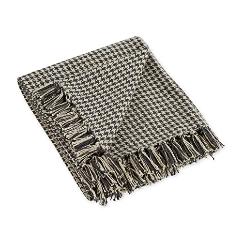 DII Rustikal Farmhouse Baumwolle Houndstooth Decke/Überwurf mit Fransen für Stuhl, Couch, Picknick, Camping, Strand, & den täglichen Gebrauch, 127 x 152,4 cm – Mineral Hahnentritt Mineral von DII