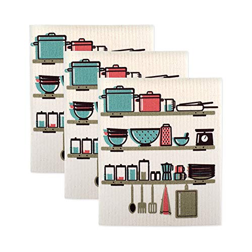 DII Schwedische Geschirrtücher für Küche & Reinigung, wiederverwendbar, maschinenwaschbar & spülmaschinenfest, biologisch abbaubar, 7,75 x 6,75 cm, Utensilien, 3 Stück von DII