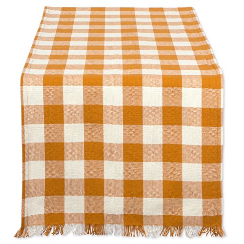 DII Schwere, Fransen-Kollektion Karierte Tischplatte, Baumwolle, Kürbisgewürz, Table Runner, 14x108 DII Schwere, Fransen-Kollektion Karierte Tischplatte, Baumwolle, Kürbisgewürz, Table Runner, 14x108 von DII