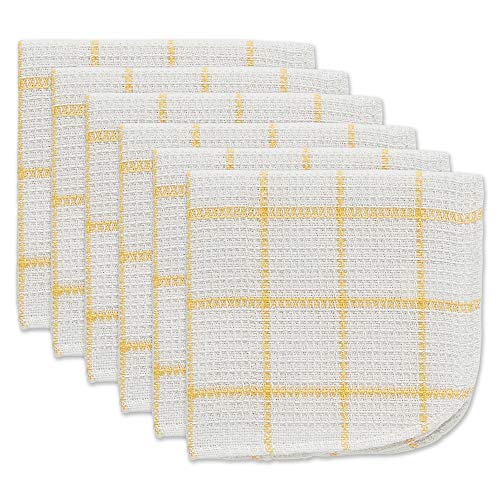 DII Scrubber Dishcloths Collection Fensterscheiben-Geschirrtuch-Set, Baumwolle, Weiß/Gelb gestreift, 12x12, 6 von DII