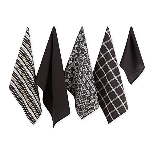 DII Sortiert, gewebt Küchenset, Baumwolle, Schwarz, Dishtowel, 18x28 Dishcloth, 13x13, 5 von DII