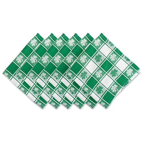 DII Servietten, 100% Baumwolle, Übergröße, 50,8 x 50,8 cm, Grün & Weiß kariert mit Kleeblatt von DII