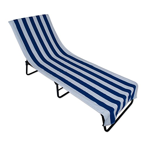 DII Strandliege-Handtuch, gestreift, mit taillierter Obertasche, 66 x 203 cm, Blau von DII