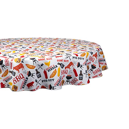 DII TC Outdoor-Reißverschluss, Paisleymuster, Blau Tischdecke 60" Round Barbeque von DII
