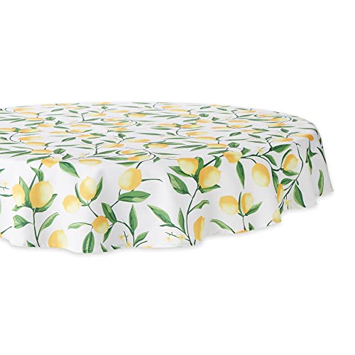 DII CAMZ11288 Spring & Summer Tablecloth, Spill Proof and Waterproof for Outdoor or Indoor Use, Host Backyard Parties, BBQs, & Family Gatherings - (Seats 2 to 4), 60" Round, Lemon Bliss von DII