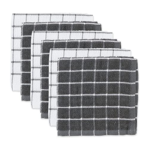 DII Basic Terry Collection Fensterscheiben-Geschirrtuch-Set, 30,5 x 30,5 cm, Grau, 6-teilig von DII