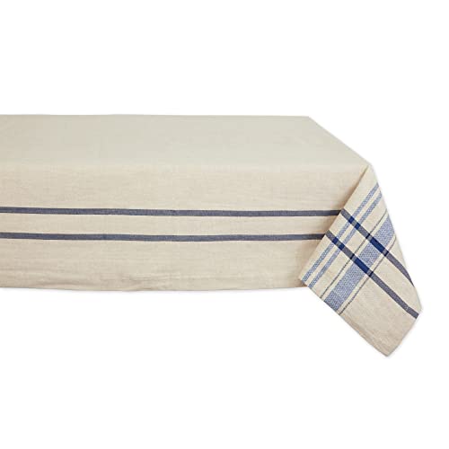 DII Tischdecke im Landhausstil, gestreift, französischer Stil, 152,4 x 213,3 cm, Taupe/Blau von DII