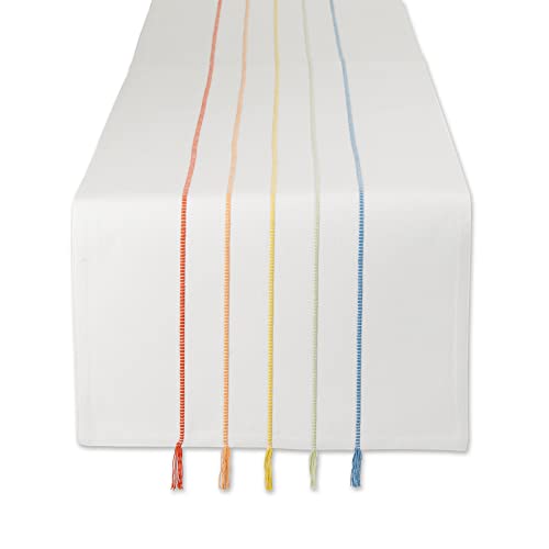 DII Tischläufer, gestreift, 35,5 x 182,9 cm, Weiß / Regenbogenfarben von DII