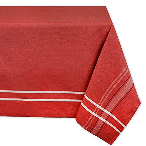 DII Französische Streifen Tischkollektion – Tischwäsche im Landhausstil für den Esstisch, 152,4 x 264,2 cm, Rot Chambray von DII