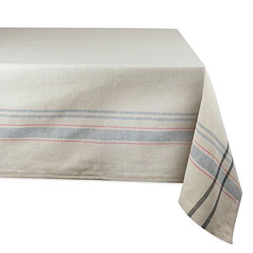 DII French Stripe Tischdecke, Tischdecke, Bauernhaus-Stil, 60 x 104 cm, Taupe/Grau von DII