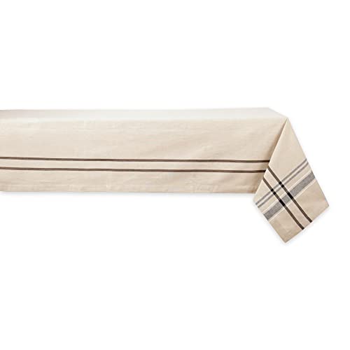 DII Französische Streifen Tischkollektion – Tischwäsche im Landhausstil für den Esstisch, 152,4 x 264,2 cm, Taupe/Schwarz von DII