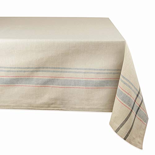 DII Französische Streifen Tischkollektion – Tischwäsche im Landhausstil für den Esstisch, 152,4 x 304,8 cm, Taupe/Grau von DII