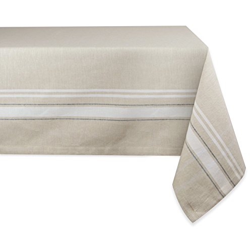 DII Tischdecke im Landhausstil, gestreift, französischer Stil, 152,4 x 304,8 cm, Taupe/Weiß von DII