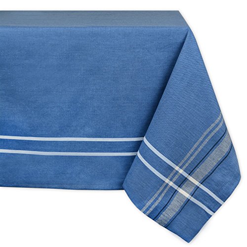 DII Französische Streifen Tischkollektion – Tischwäsche im Landhausstil für den Esstisch, 152,4 x 213,3 cm, Blau Chambray von DII