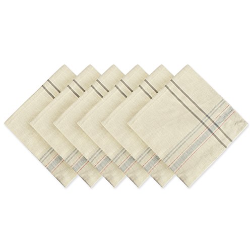 DII French Stripe, Tisch-Servietten-Set, Bauernhaus-Stil, 50,8 x 50,8 cm, Taupe/Grau, 6 Stück von DII