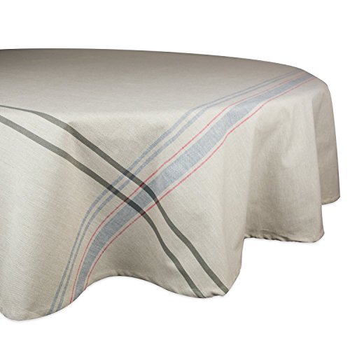 DII Tischdecke, French Stripe, Bauernhaus-Stil, 178 cm, rund, Taupe/Grau von DII