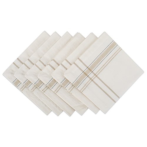 DII French Stripe Tabletop Collection Esstisch-Servietten-Set, Bauernhaus-Stil, 50,8 x 50,8 cm, weißes Chambray, 6-teiliges Set von DII