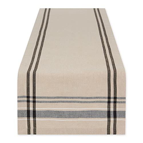 DII Tischläufer im Landhausstil, gestreift, französischer Stil, 35,6 x 274,3 cm, Taupe/Schwarz von DII