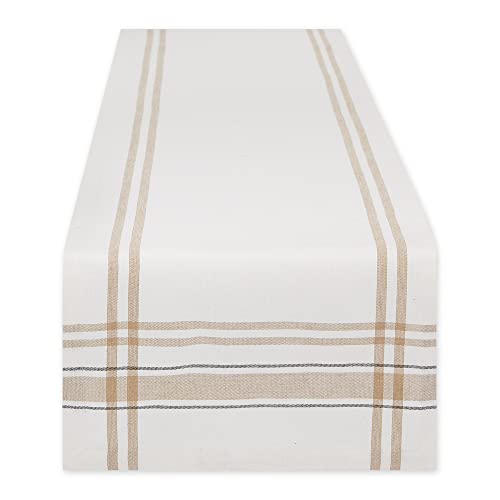 DII French Stripe Tischläufer, Tischläufer, Bauernhaus-Stil, 35,6 x 182,9 cm, Weiß Chambray von DII