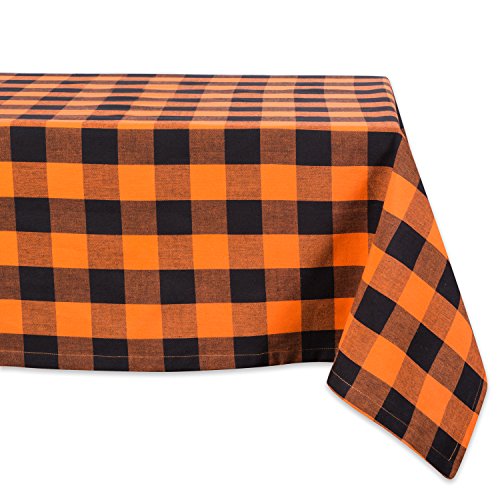 DII Buffalo Check Collection Klassische Tischdecke mit Bauernhaus-Motiv, Baumwolle, Orange und Schwarz, Tablecloth, 52x52 von DII