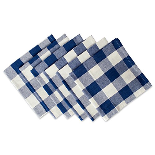 DII Buffalo Check Collection Tischset im klassischen Bauernhaus-Design, Baumwolle, Marineblau und cremefarben, Napkin Set, 20x20, 6 von DII