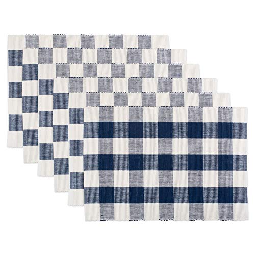 DII Buffalo Check Collection Tischset im klassischen Bauernhaus-Design, Baumwolle, Marineblau und cremefarben, Placemat Set, 13x19, 6 von DII