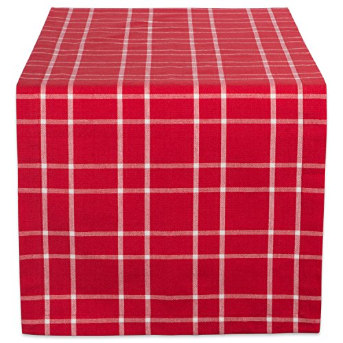 DII Weihnachtliches Stechpalmenbeeren-Plaid, Küche Tischdekoration, Baumwolle, Rot und Weiß kariert, Holiday Table Runner 14x108 von DII