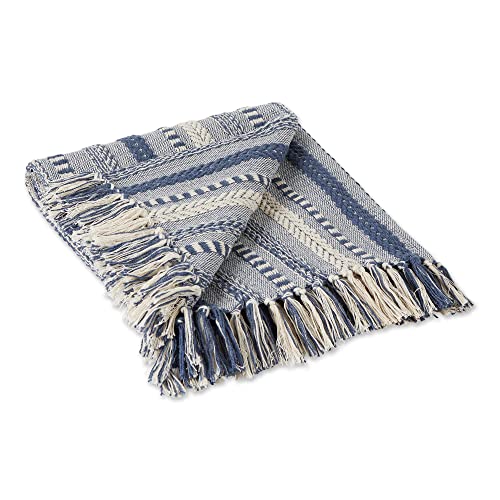 DII Überwurf, geflochten, gestreift, 50 x 60 cm, French Blue von DII