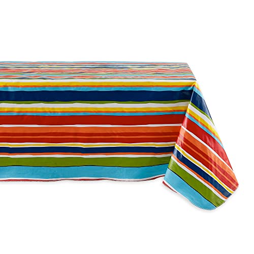 DII Vinyl Tabletop Collection Tischdecke, auslaufsicher, Flanellrückseite, rechteckig, 60 x 102, Sommerstreifen von DII